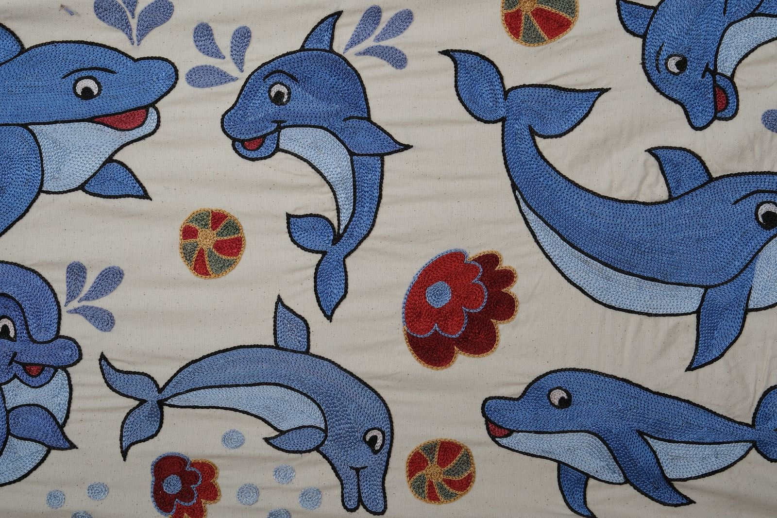 Uzbek Traditional Fish Pastel Suzani Wall Decor, Old Embroidery Suzani Textile 1'6'' X 4'7'' photo buy