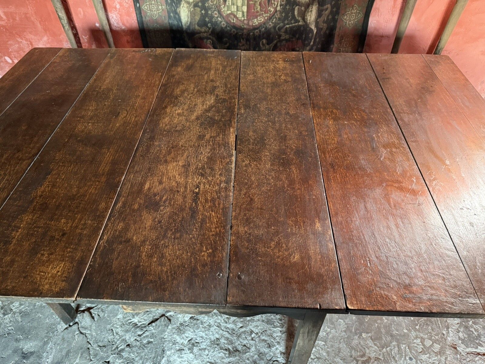 photo buy English Rare Antique Oak Plank Large Gateleg Extending Folding Table  C 1700's