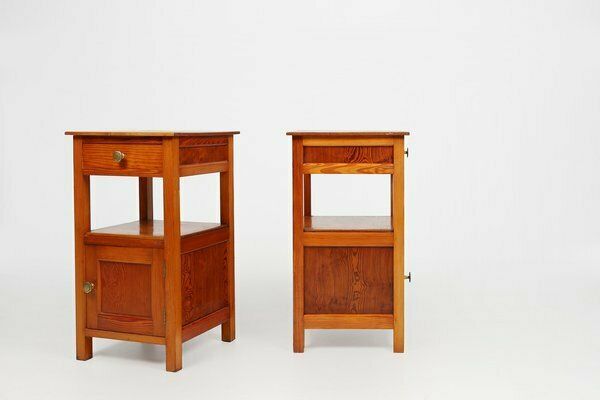 Art Deco Nightstands In Wood, France, 1940s, Set Of 2 photo vintage