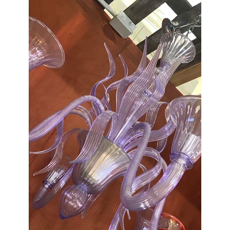 Contemporary Wisteria "Glicine" Murano Style Glass Leaf Chandelier photo furniture