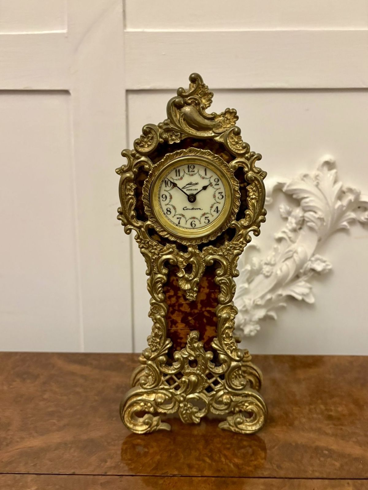 Magnificent Quality Antique Early 20th Century Ornate Gilded Brass Miniature Longcase Clock
