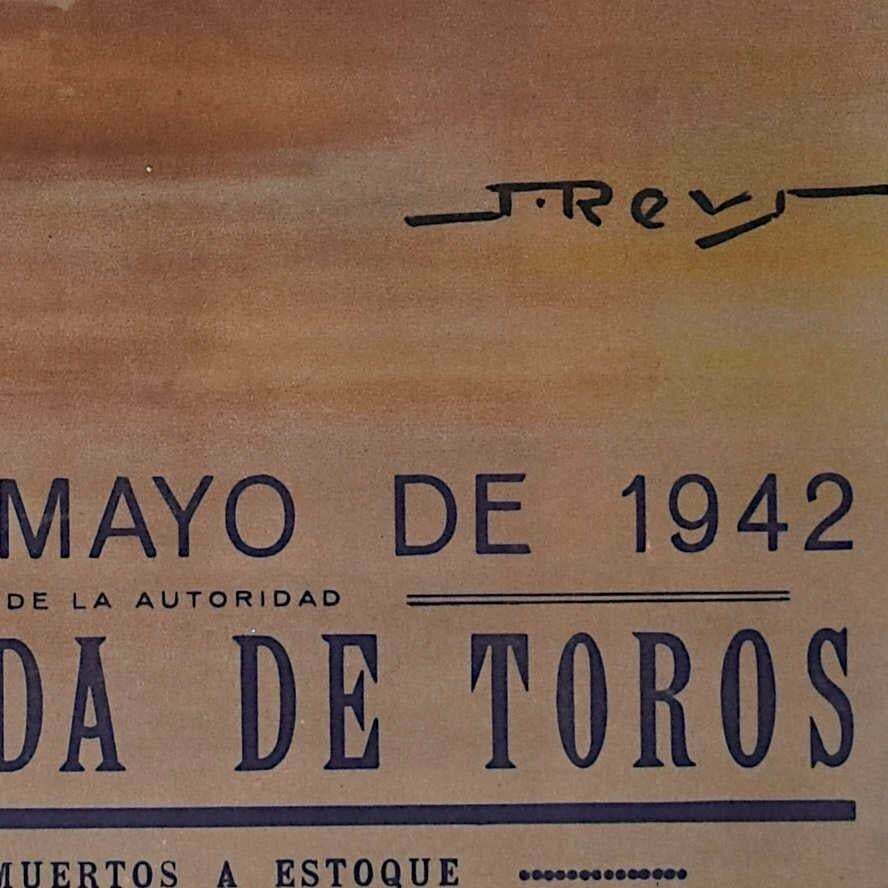 Juan Reus, Bullfighting Poster With Antonio Benvenida, Barcelona 24 May 1942 photo 1067.0