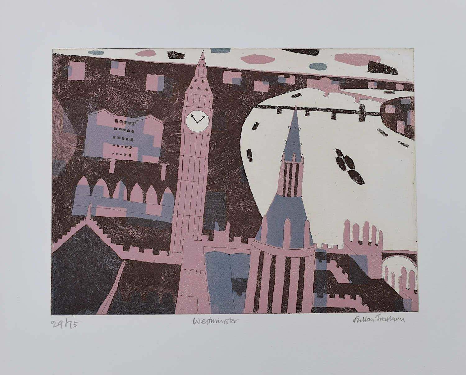 Julian Trevelyan, Westminster, Etching And Aquatint, 1969 70
