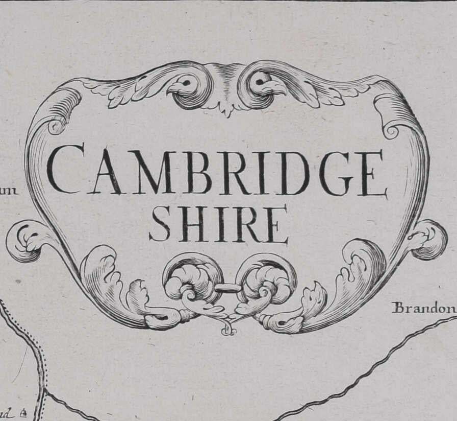 Sutton Nichols, Map Of Cambridgeshire, 18th Century Engraving By Sutton Nicholls photo furniture