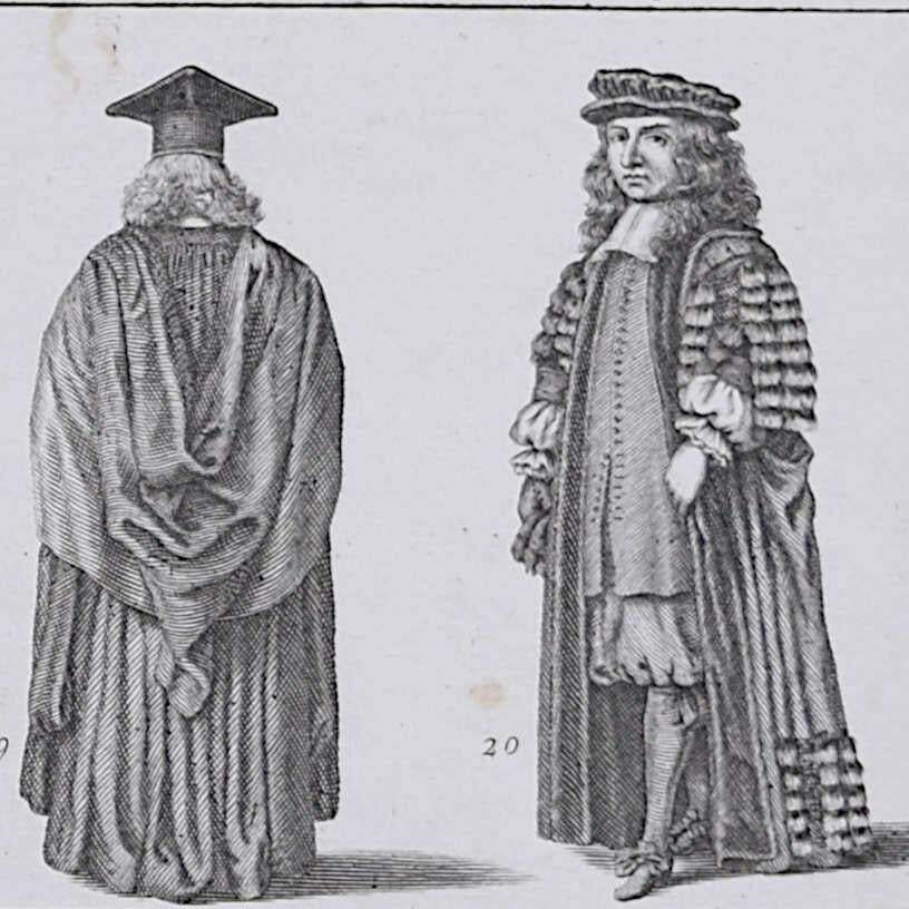 David Loggan Engraving, Habitus Acamedici In Universitate Oxoniensi, 1675 photo for sale