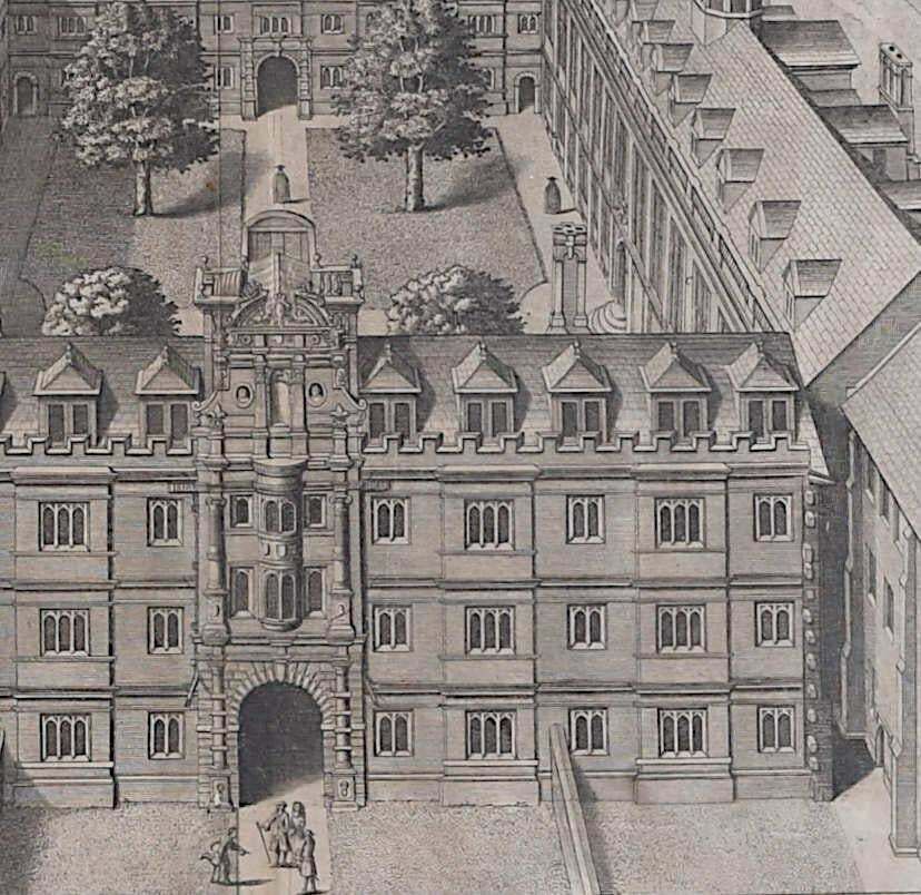 Pieter Van Der Aa, Clare College, Cambridge (Aerial View) By David Loggan, 1727 photo for sale