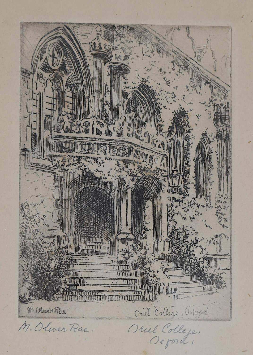 Mabel Oliver Rae, Oriel College, Oxford, Etching By Mabel Oliver Rae