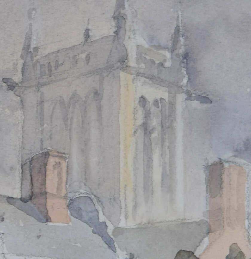 Rowland De Winton Aldridge, St John's College Cambridge, Watercolour Painting, C. 1980s photo Art