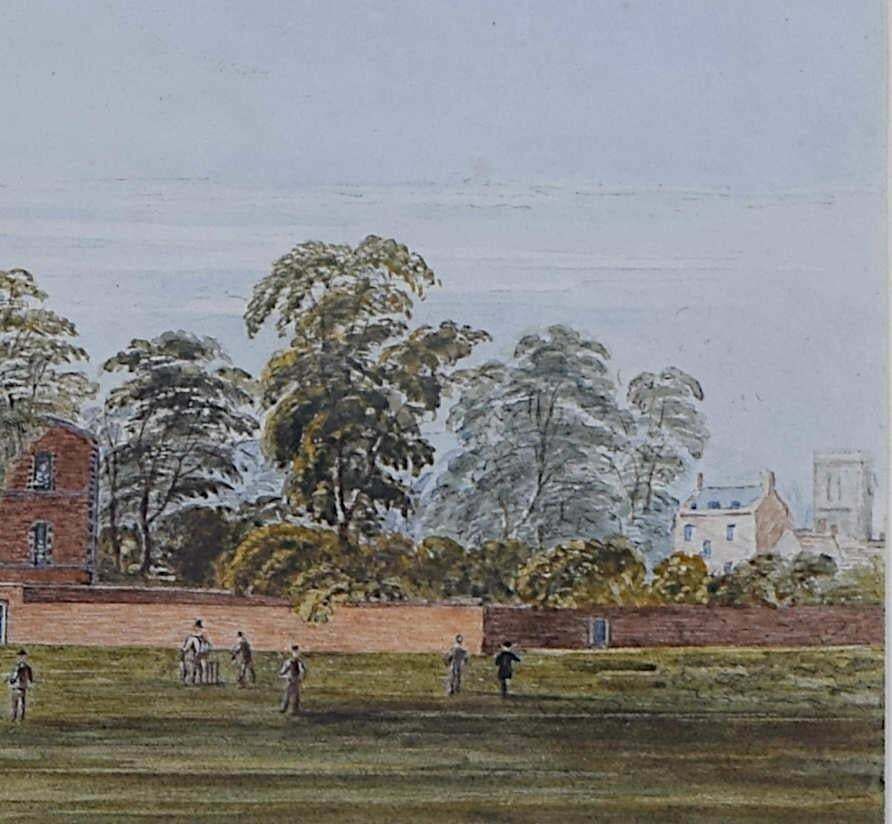 A Cricket Match At Jesus College Cambridge, Watercolour By George Pyne photo Art