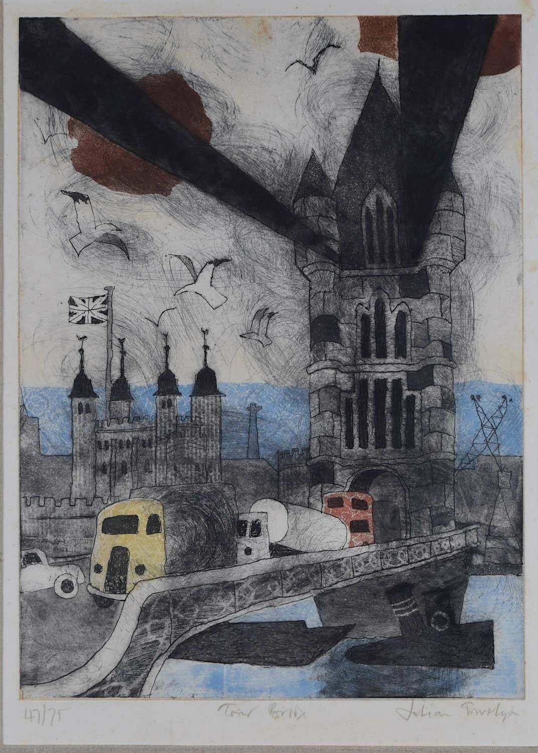 Julian Trevelyan, Tower Bridge, Etching And Aquatint, 1969