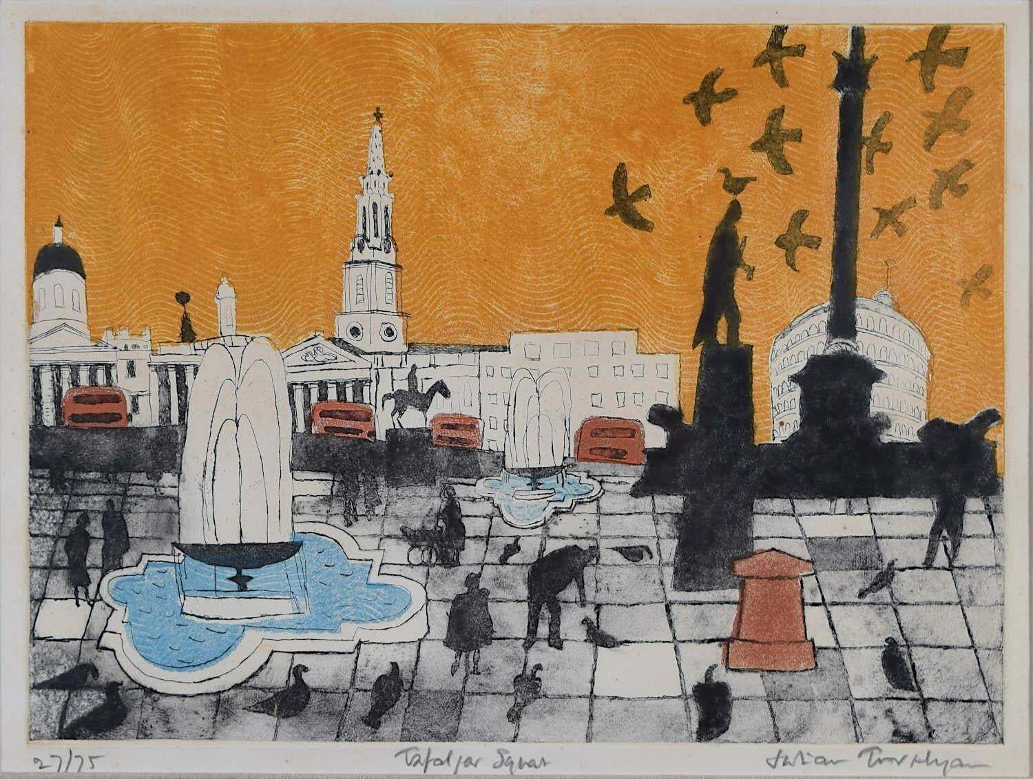 Julian Trevelyan, Trafalgar Square, Etching And Aquatint, 1969