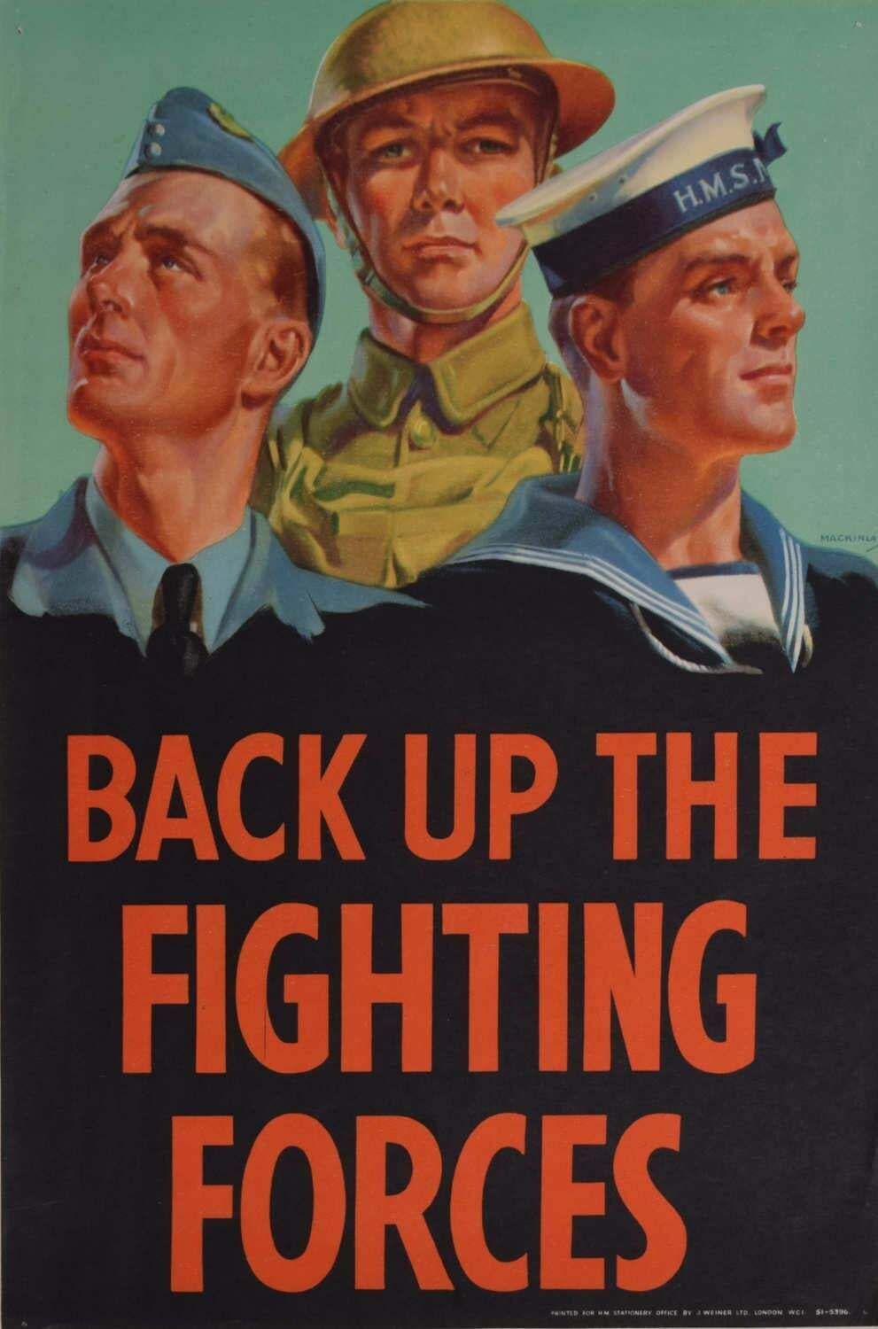 Mackinley, Back Up The Fighting Forces, Original Vintage Poster, 1940