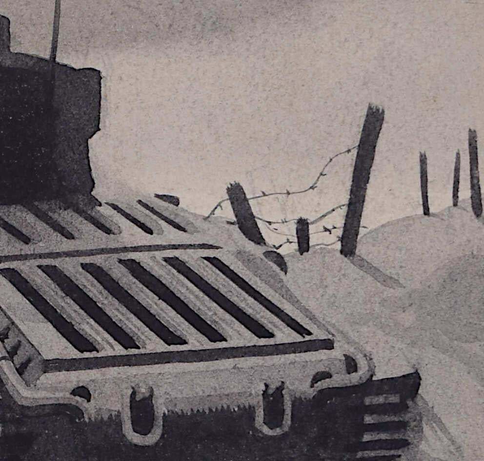 Vivian Bewicksecond World War Swillbin Painting, British Matilda Tank1941 photo for sale