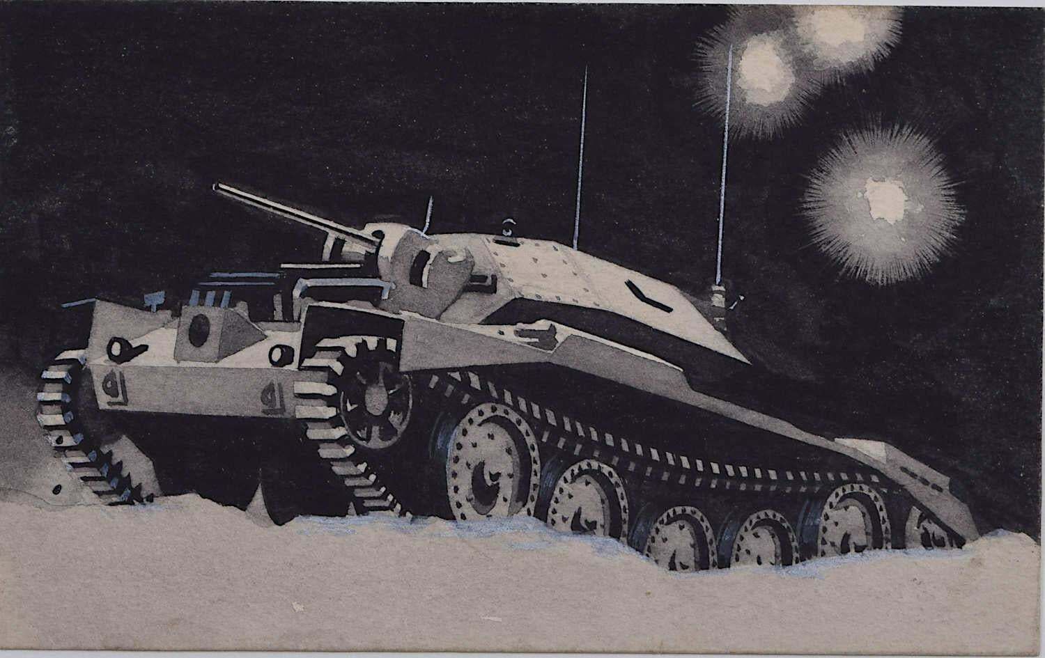 Vivian Bewicksecond World War Swillbin Painting, British Valentine Tank1941