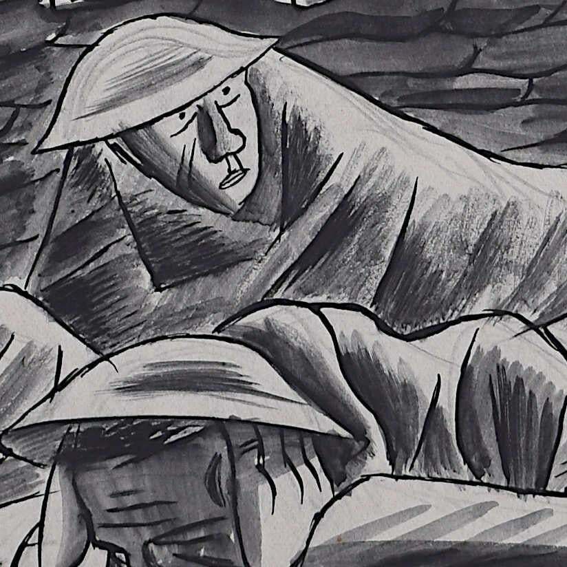 Cecil Keeling, Taking Cover In The Trenches, Second World War Drawing By Cecil Keeling photo furniture