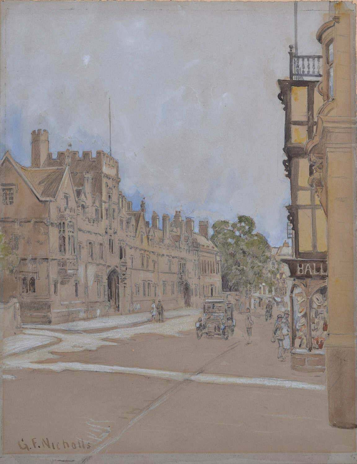 G F Nicholls, All Souls College, Oxford, Early 20th Century View From High Street