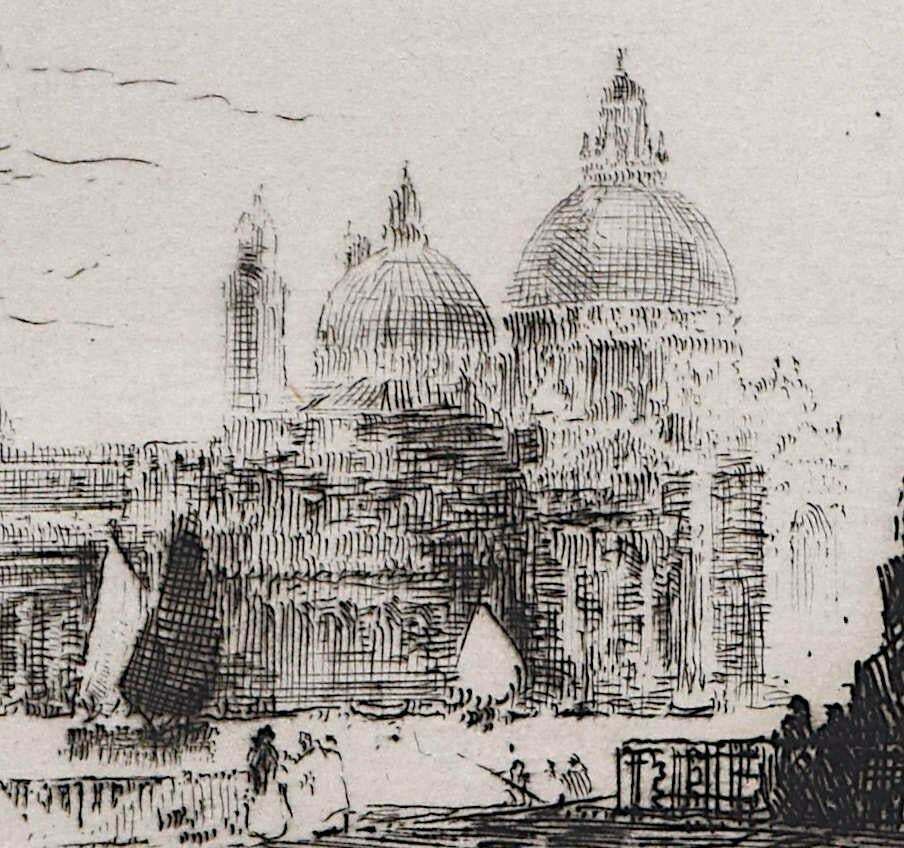 John Chaplain Venice Etching, View Of Santa Maria Della Salute photo for sale