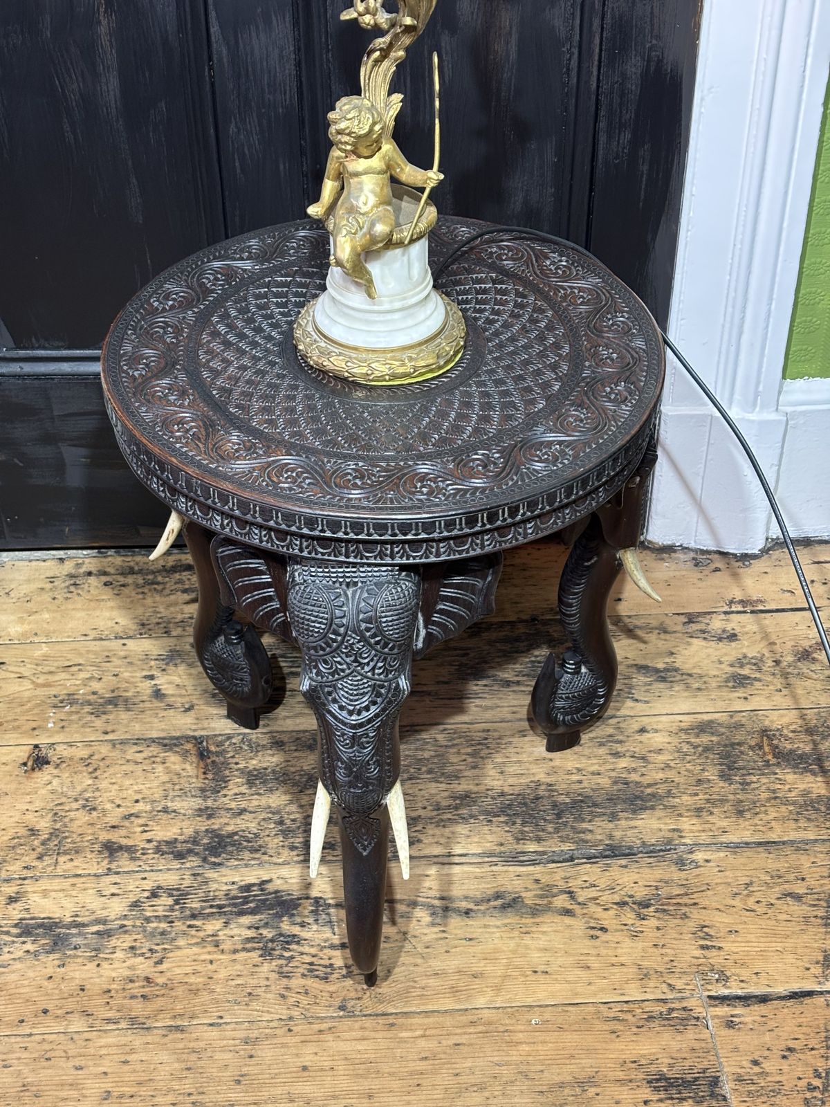 Heavily Carved Elephant Table Early Example Not A Recent Reproduction photo vinterior