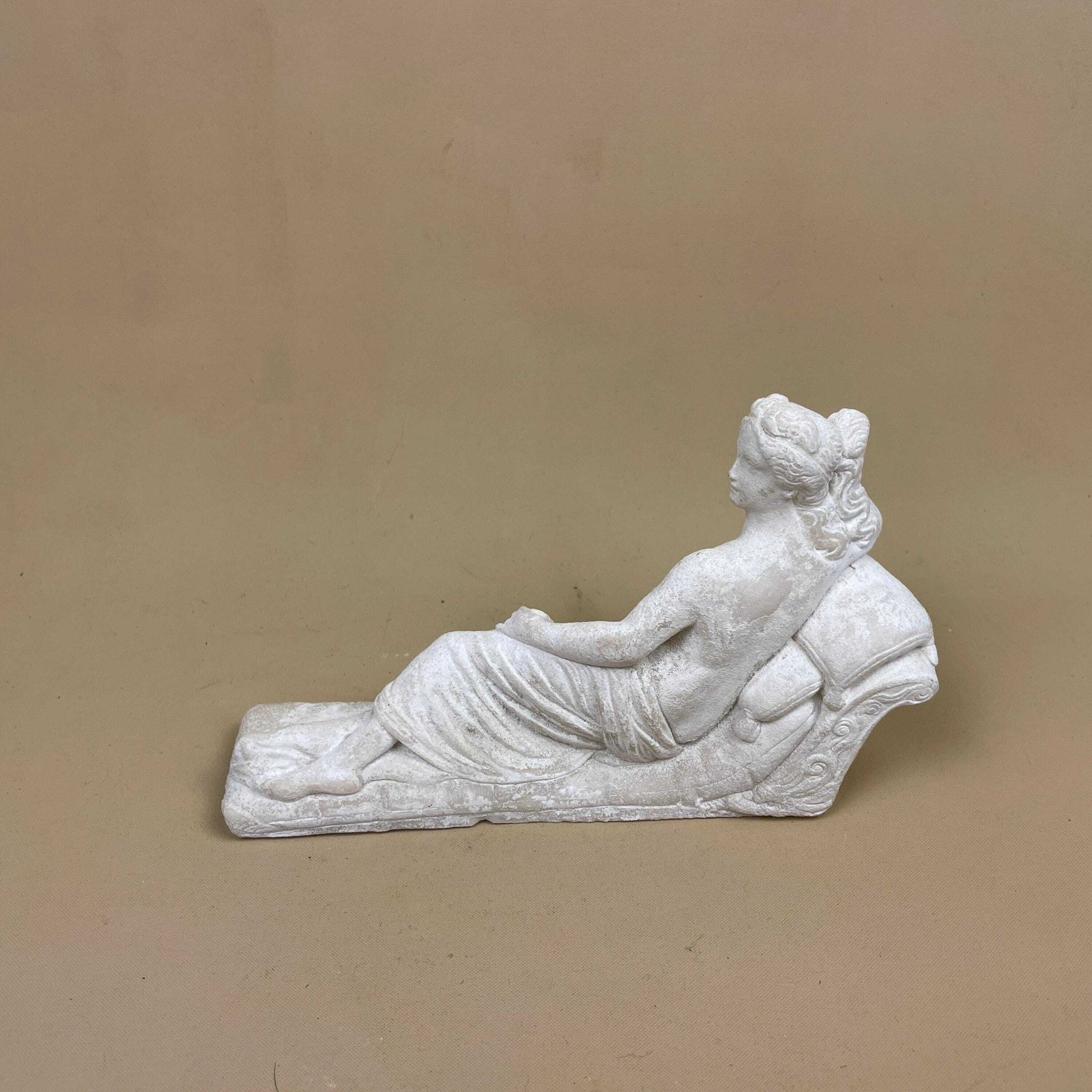 Handmade Stone Carved Italian Women Body Torso Wood Ornament Sculpture Decorative Carved Hand Carved White Vintage Art Object Lady Laying photo vinterior