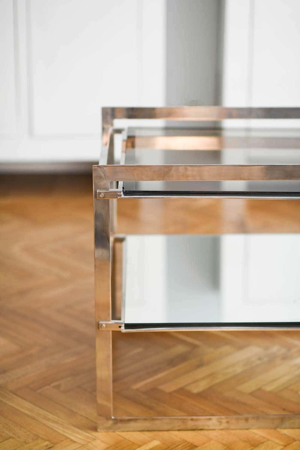 Pair Of 70''S Coffee Tables Made Of Steel And Glass photo vinterior