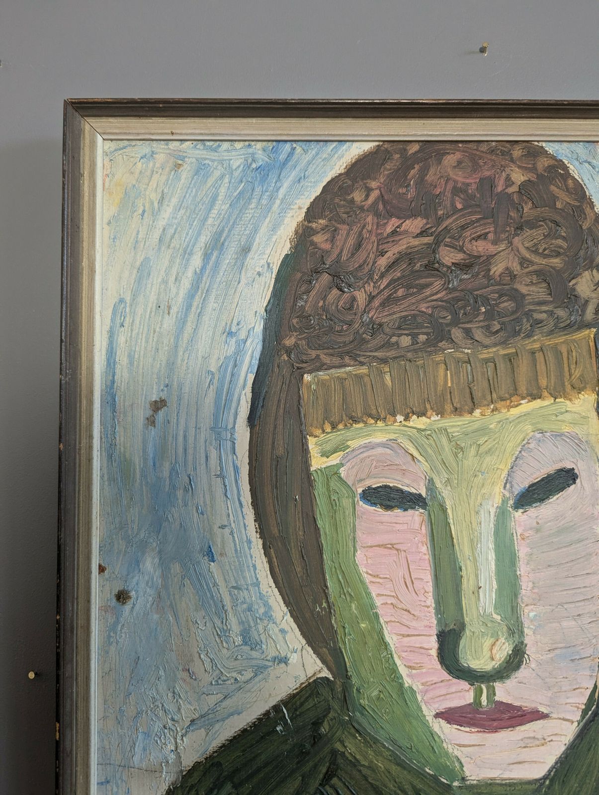 photo for sale Behind The Mask Oil Painting, 1950s