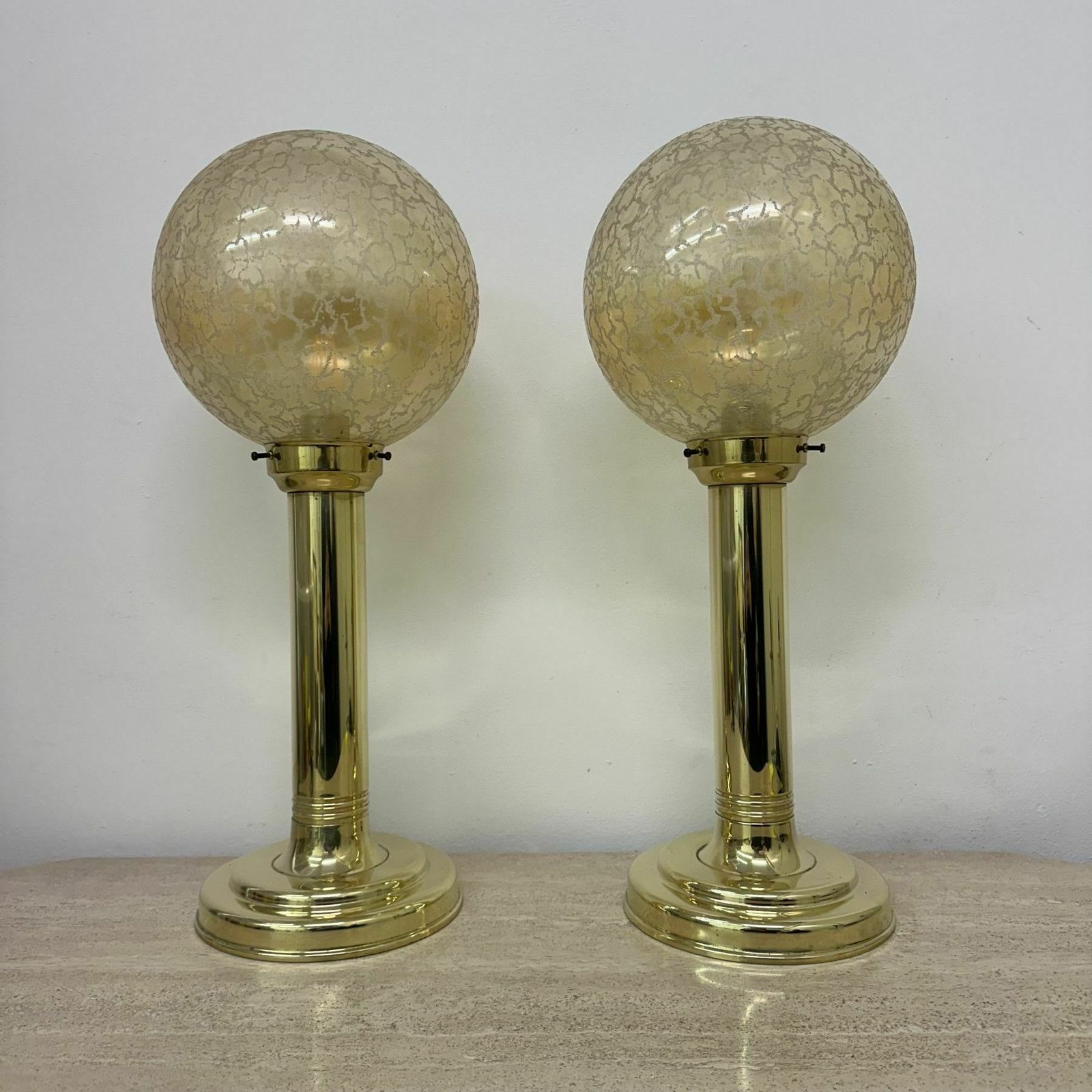 Set Of 2 Large Globe Glass Table Lamps , 1970s photo 465.0