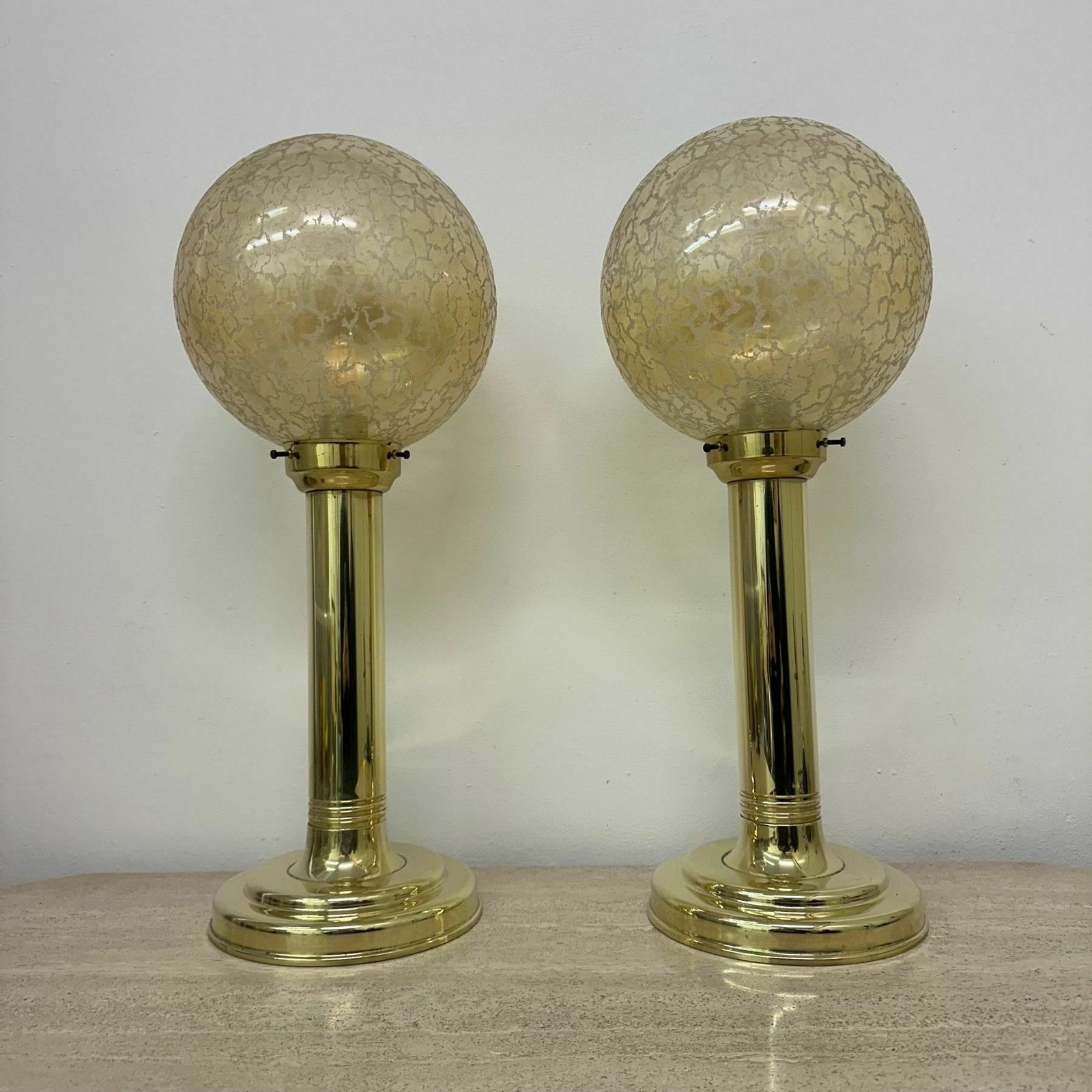 Set Of 2 Large Globe Glass Table Lamps , 1970s photo vinterior