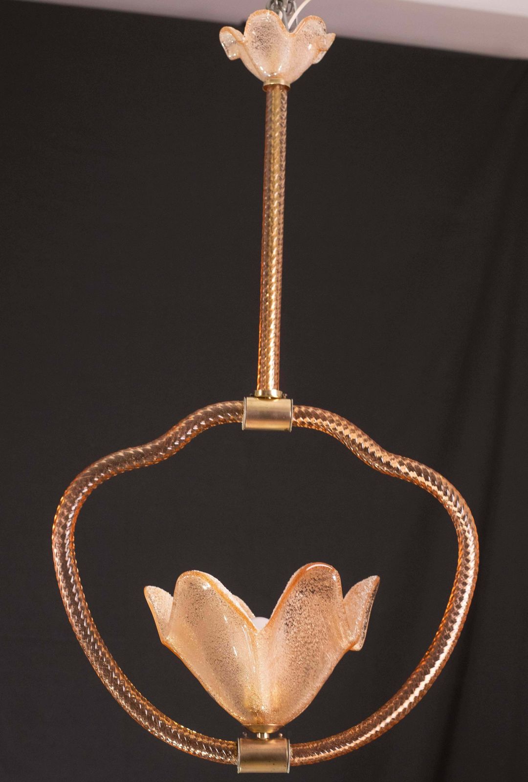 Pink Murano Glass Pendant By Barovier E Toso, 1940s photo Lighting