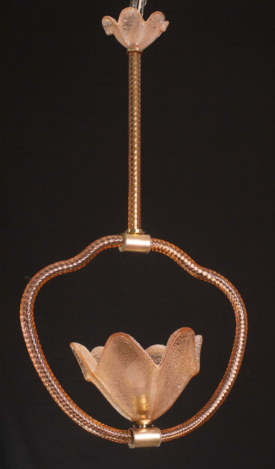 photo for sale Pink Murano Glass Pendant By Barovier E Toso, 1940s