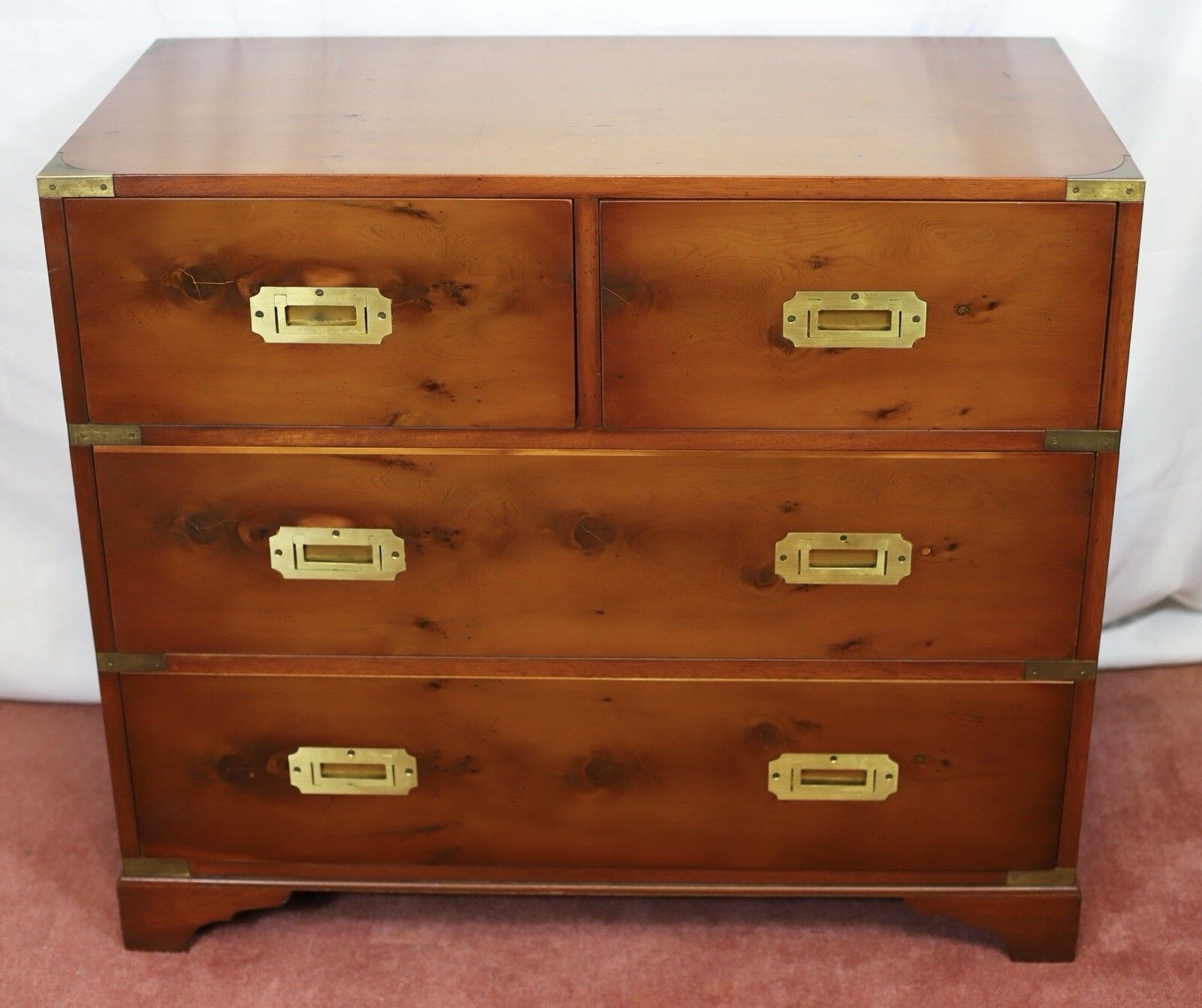 Lovely Yew Wood Military Campaign Style Chest Of Drawers photo furniture