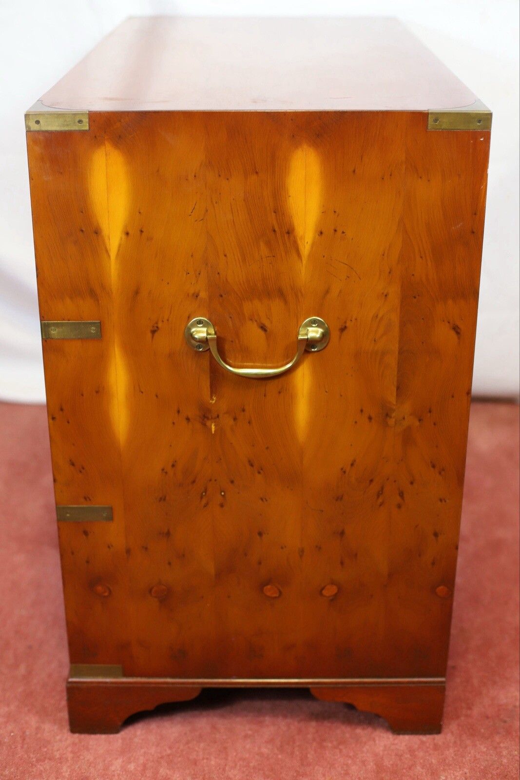 Furniture Lovely Yew Wood Military Campaign Style Chest Of Drawers photo
