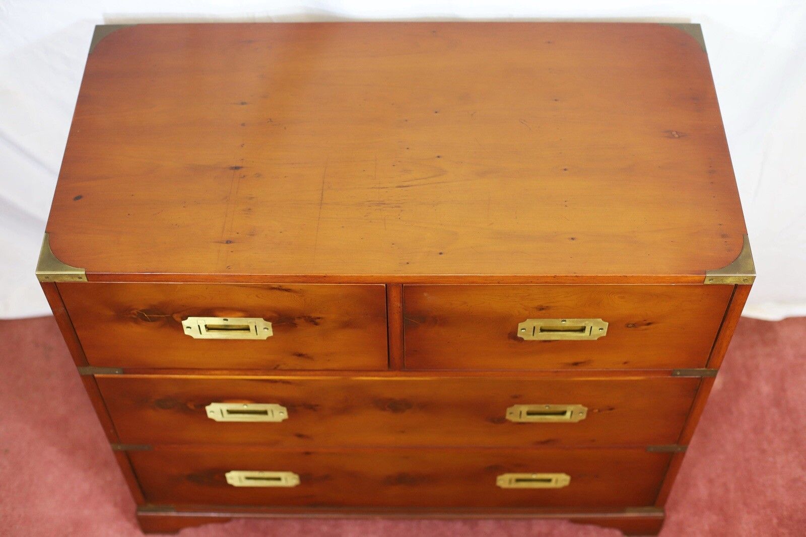 photo buy Lovely Yew Wood Military Campaign Style Chest Of Drawers