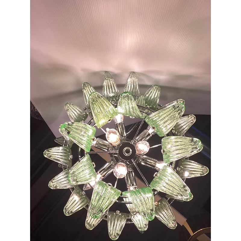 Contemporary Green “Palmette” Murano Glass Belt Chandelier photo for sale