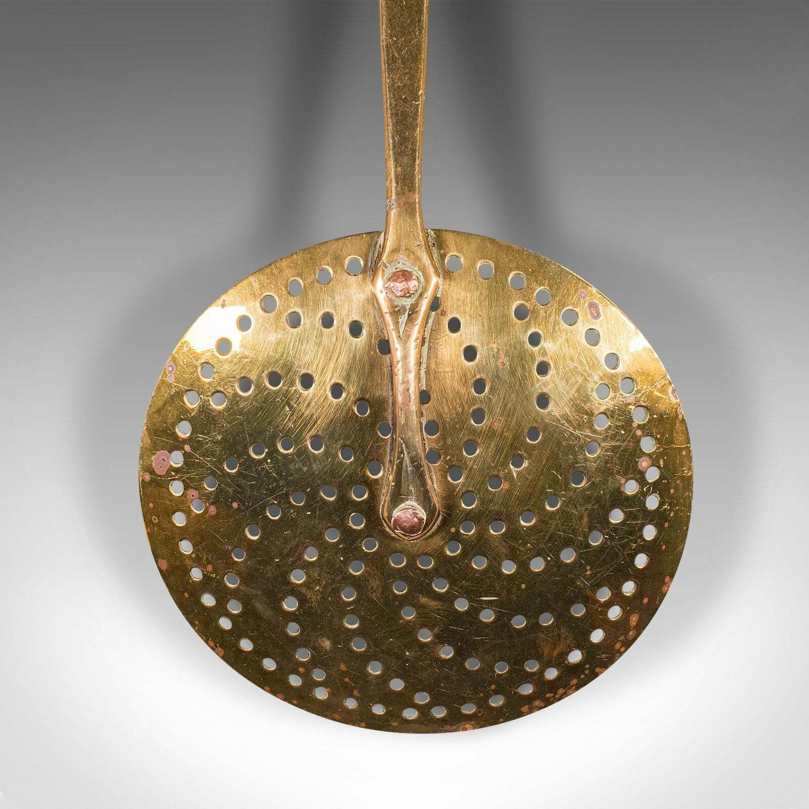 Antique Fireplace Warmer, English, Brass Chestnut Roasting Plate, Georgian, 1800 photo 345.0