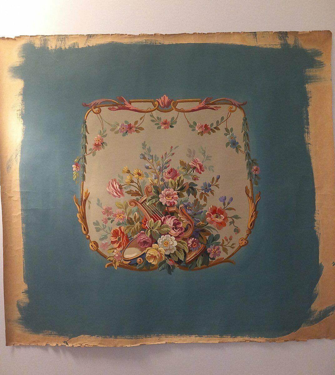 Study On Louis XVI Style Paper With Lyre Decoration photo for sale