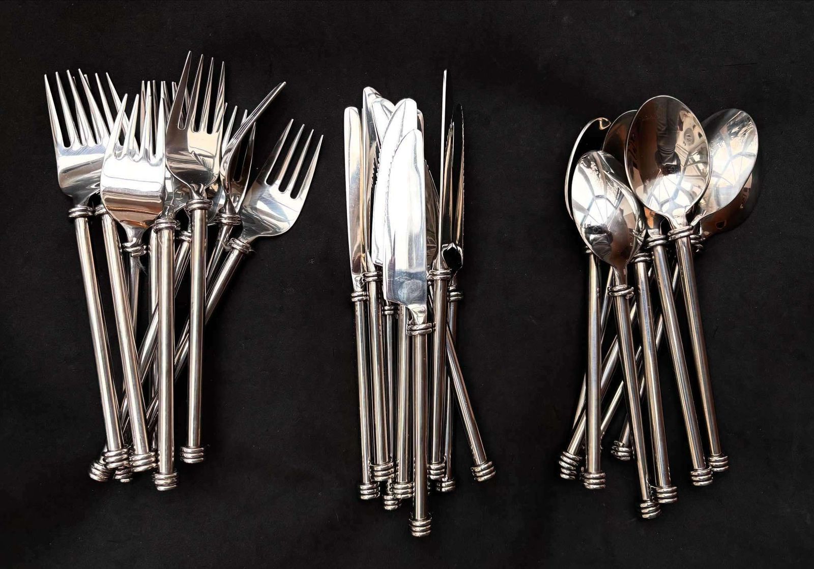 Set 27 Flatware Twist Cutlery Twisted Forged Brutalist Decor Medieval Viking Postmodern Flatware Handmade 9 Couple Gift Wedding