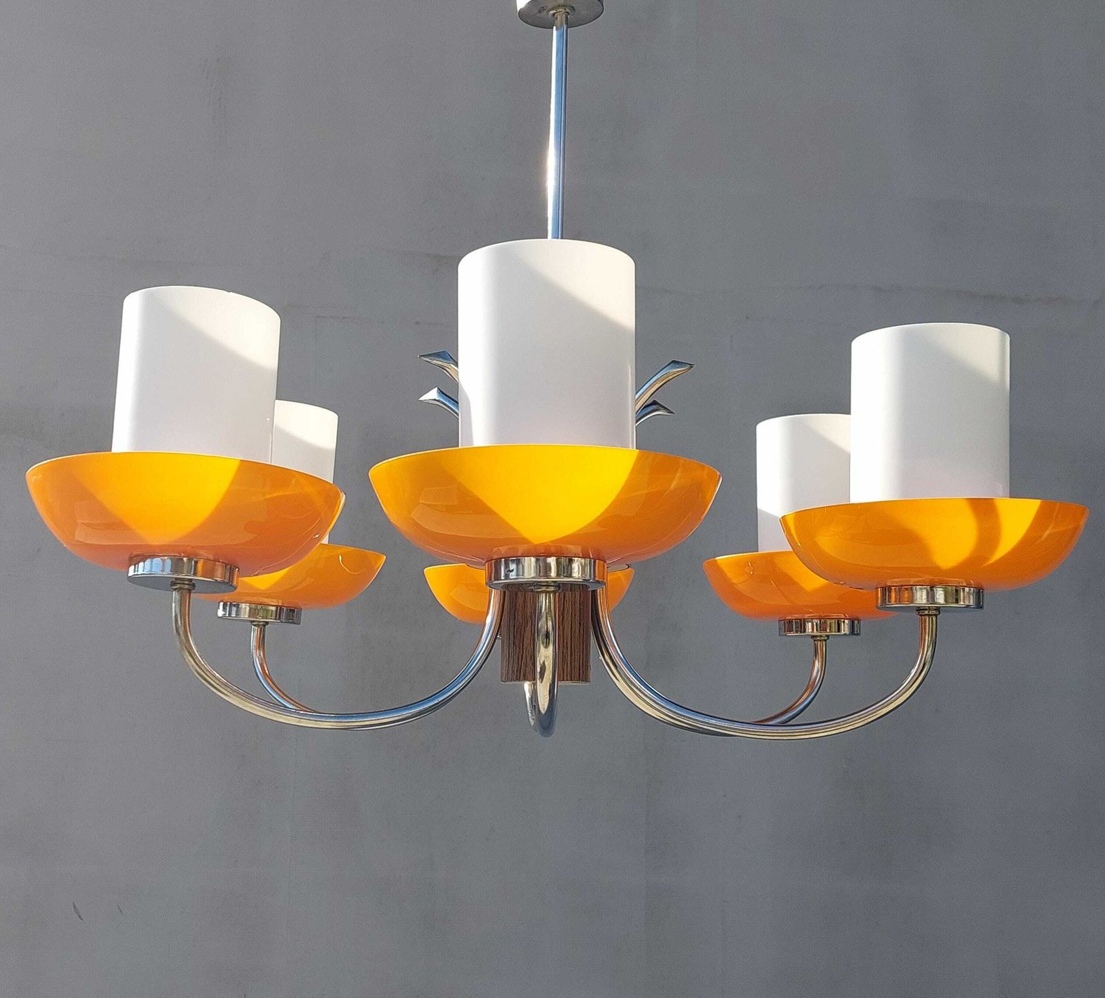 Vintage 6 Arm Chandelier/Vintage Chandelier /Sputnik Chandelier / Mid Century Glass Chandelier /Retro Chandelier /Space Age/Yugoslavia /70's