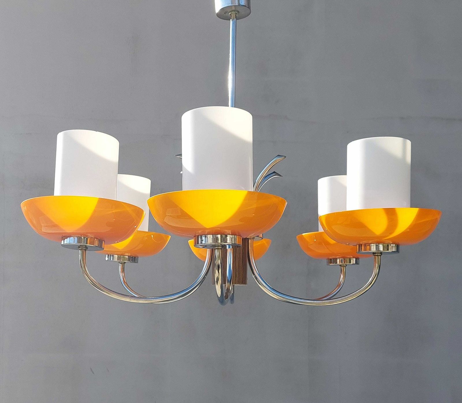 Vintage 6 Arm Chandelier/Vintage Chandelier /Sputnik Chandelier / Mid Century Glass Chandelier /Retro Chandelier /Space Age/Yugoslavia /70's photo furniture