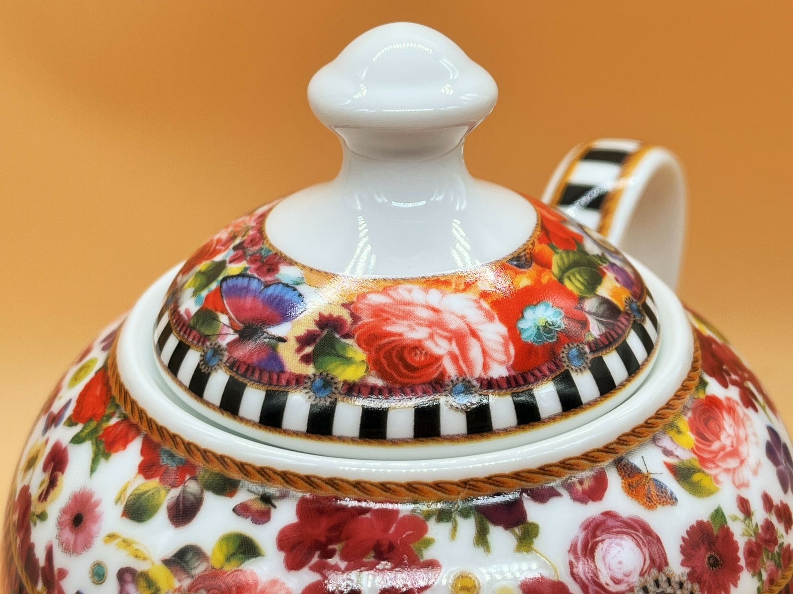 Large Lenox Porcelain Melli Mello Eliza Stripe Design 2 Pint Capacity Coffee Pot. photo buy