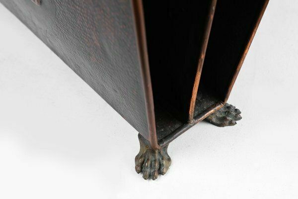 Mid Century Magazine Rack In Hammered Copper, France, 1890s photo buy