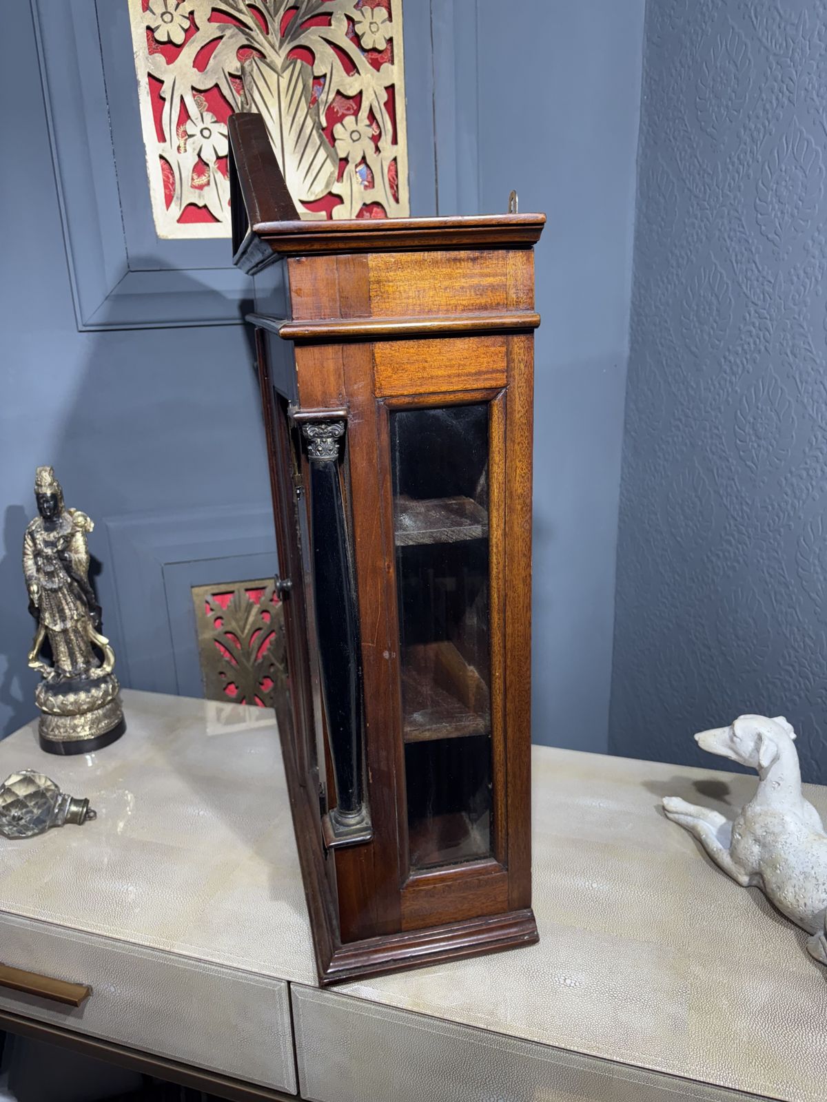 photo furniture Small Mahogany Palladian Style Glazed Wall Cabinet