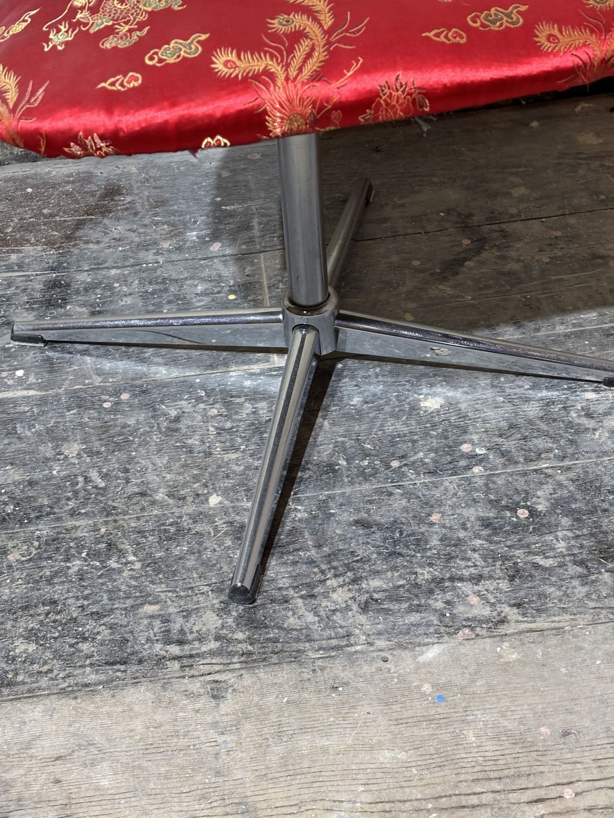 photo for sale 1960s Swivel Dining Chair Perspex Back And Oriental Silk Upholstery