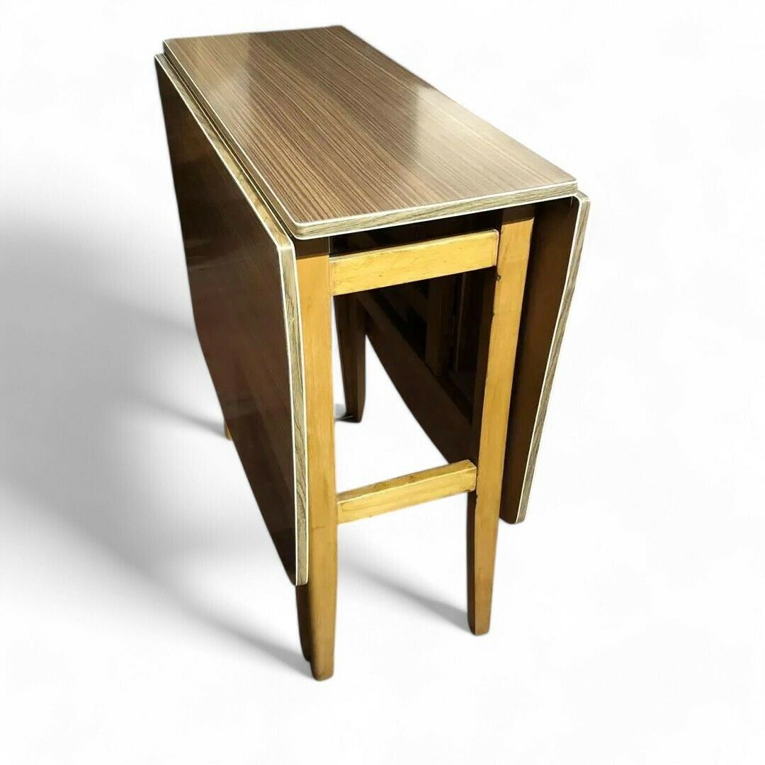 Furniture Mid Century Extending Kitchen Dining Table Beech Wood With Formica Top 1960s photo