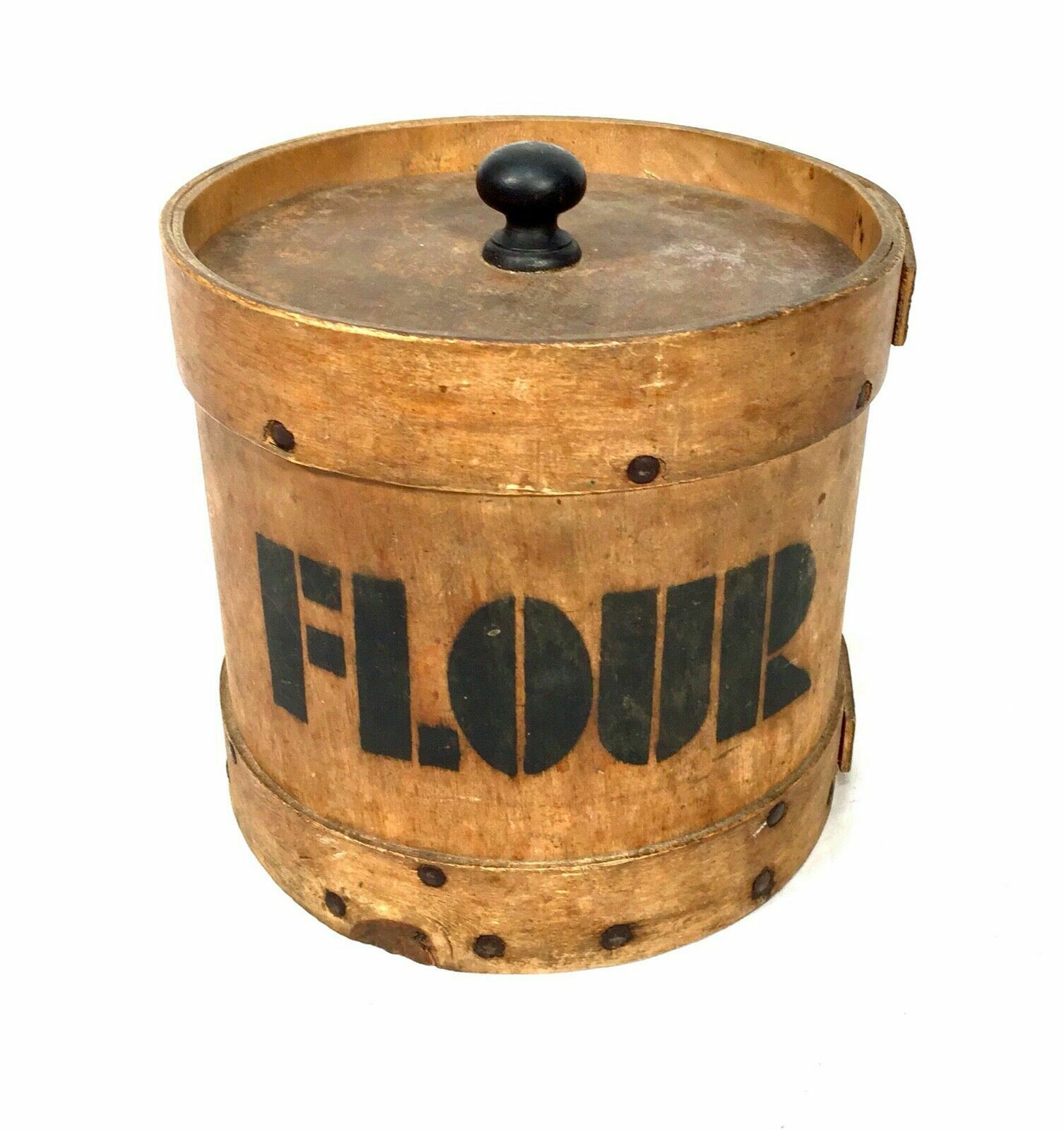 Antique Kitchenalia   Vintage Bentwood Tabletop Flour Drum Box / Country Kitchen