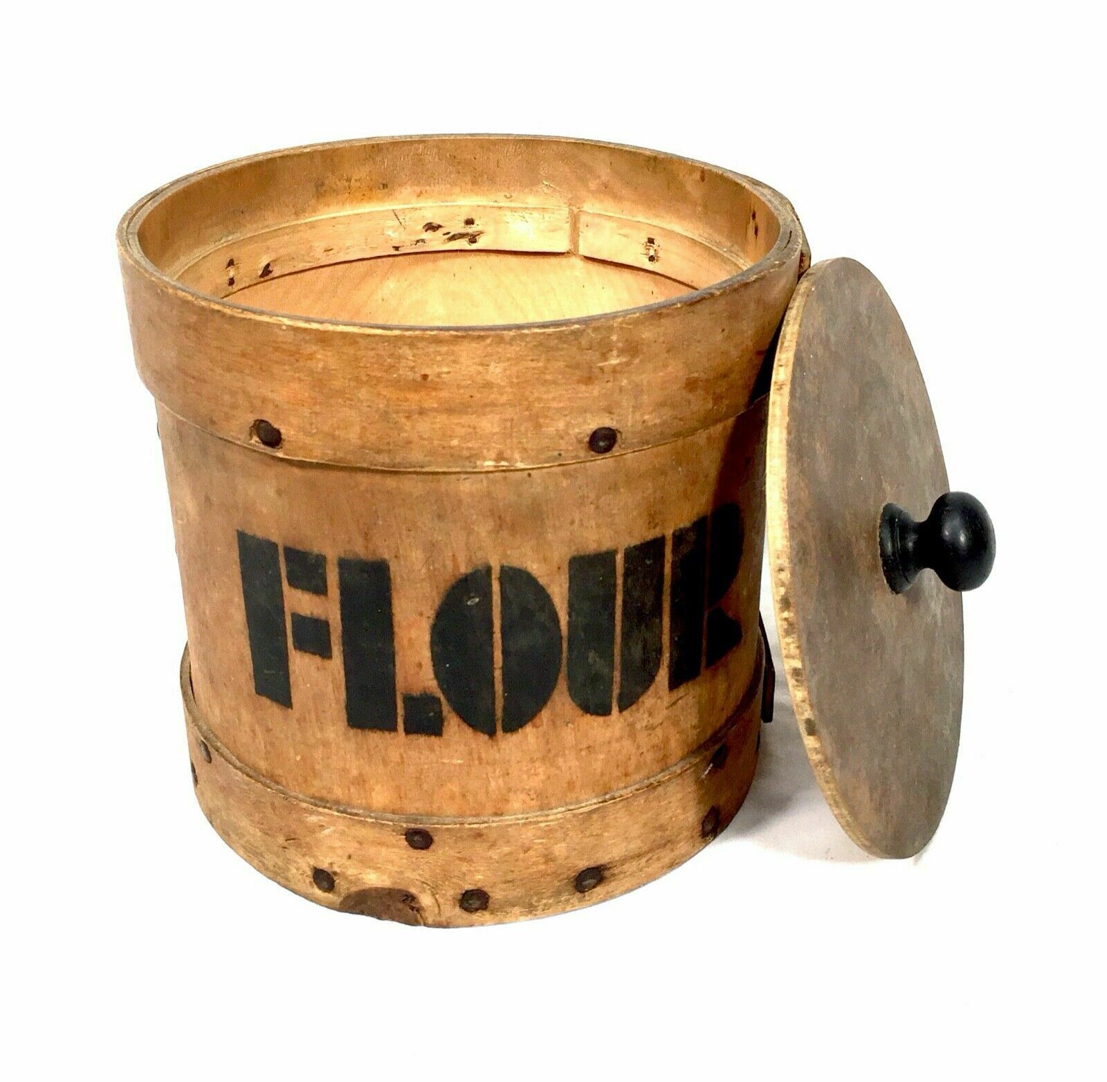 Antique Kitchenalia   Vintage Bentwood Tabletop Flour Drum Box / Country Kitchen photo buy