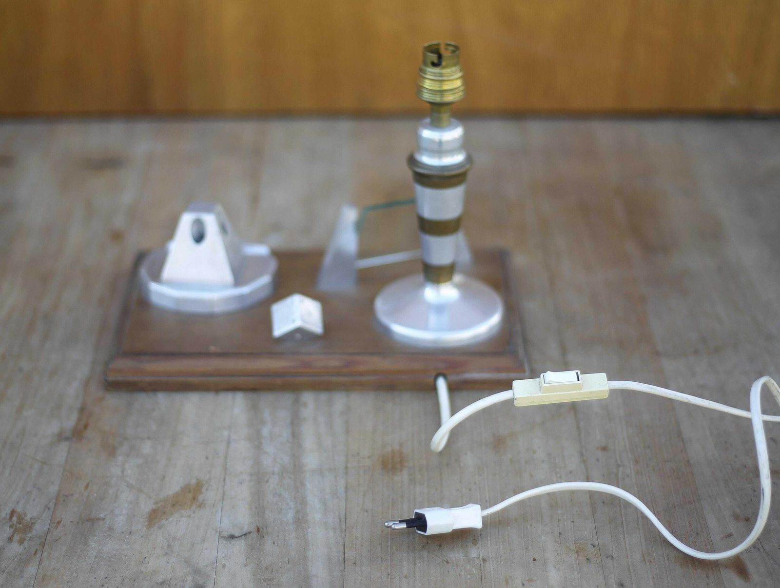 Desk Lamp With Photo Holder And Pen Holder, Aluminum And Brass Lamp, Vintage Lamp photo buy