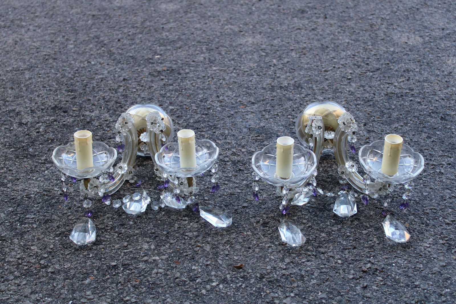 photo furniture Pair Of Maria Theresa Mid Century Crystal Wall Lamps
