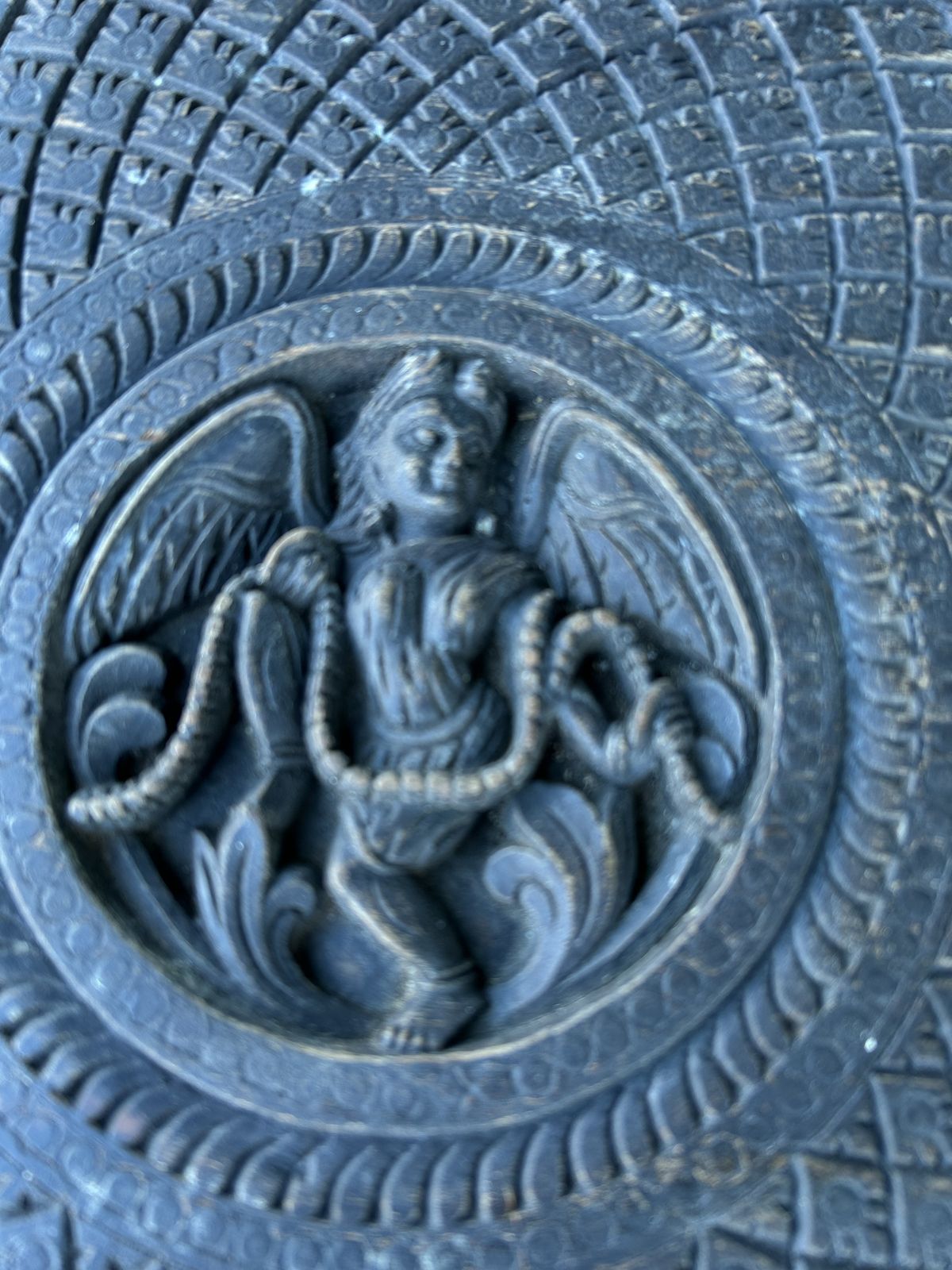 3 Leg Anglo Indian, Hand Carved Elephant Head  And Indian God Design Side Table. photo for sale