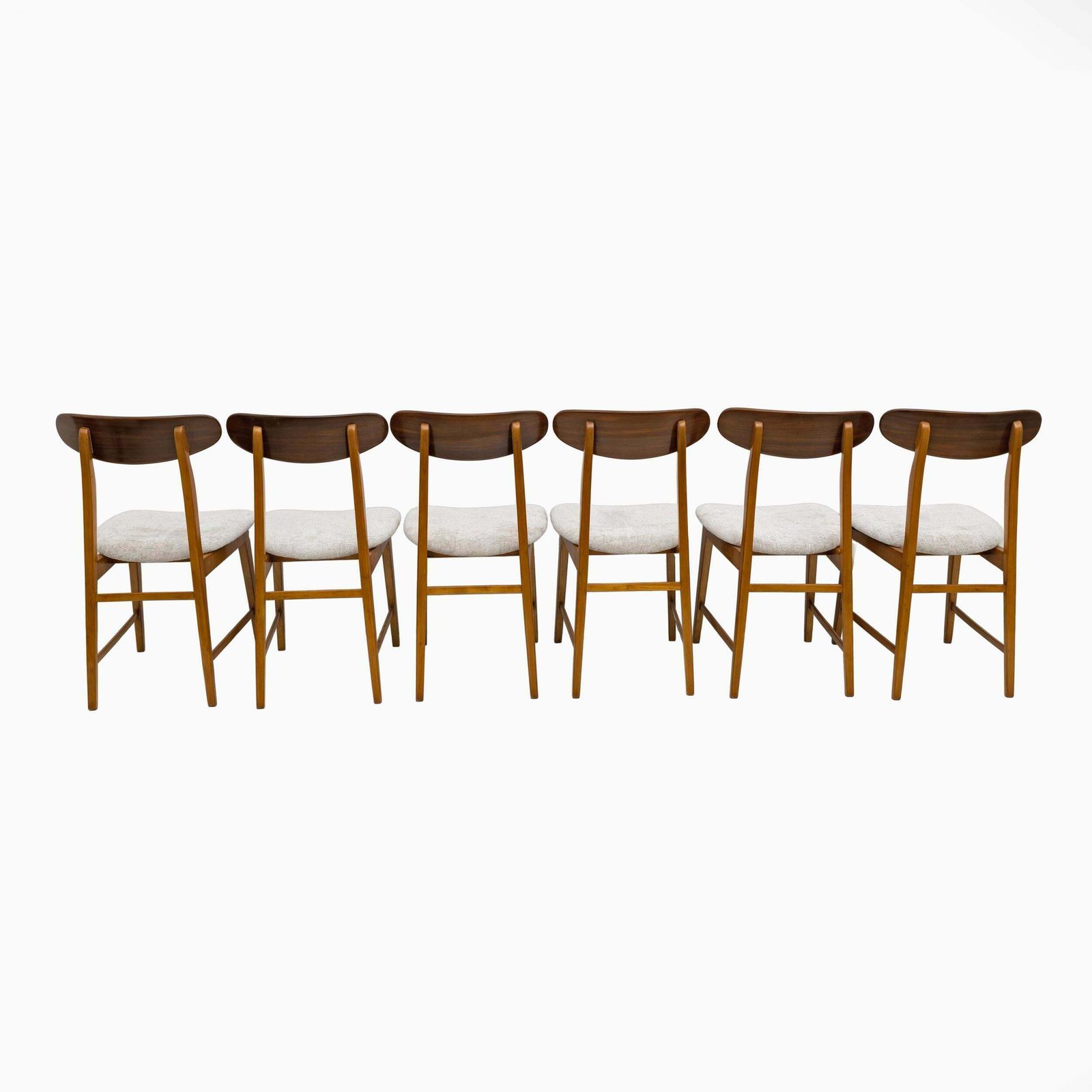 Set Of Six Teak Wood And Bouclè Fabric Dining Chairs, Denmark, 1960s photo Furniture