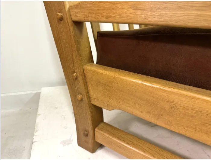 photo vintage Pair Of Chunky 1960s Brutalist Armchairs In Oak